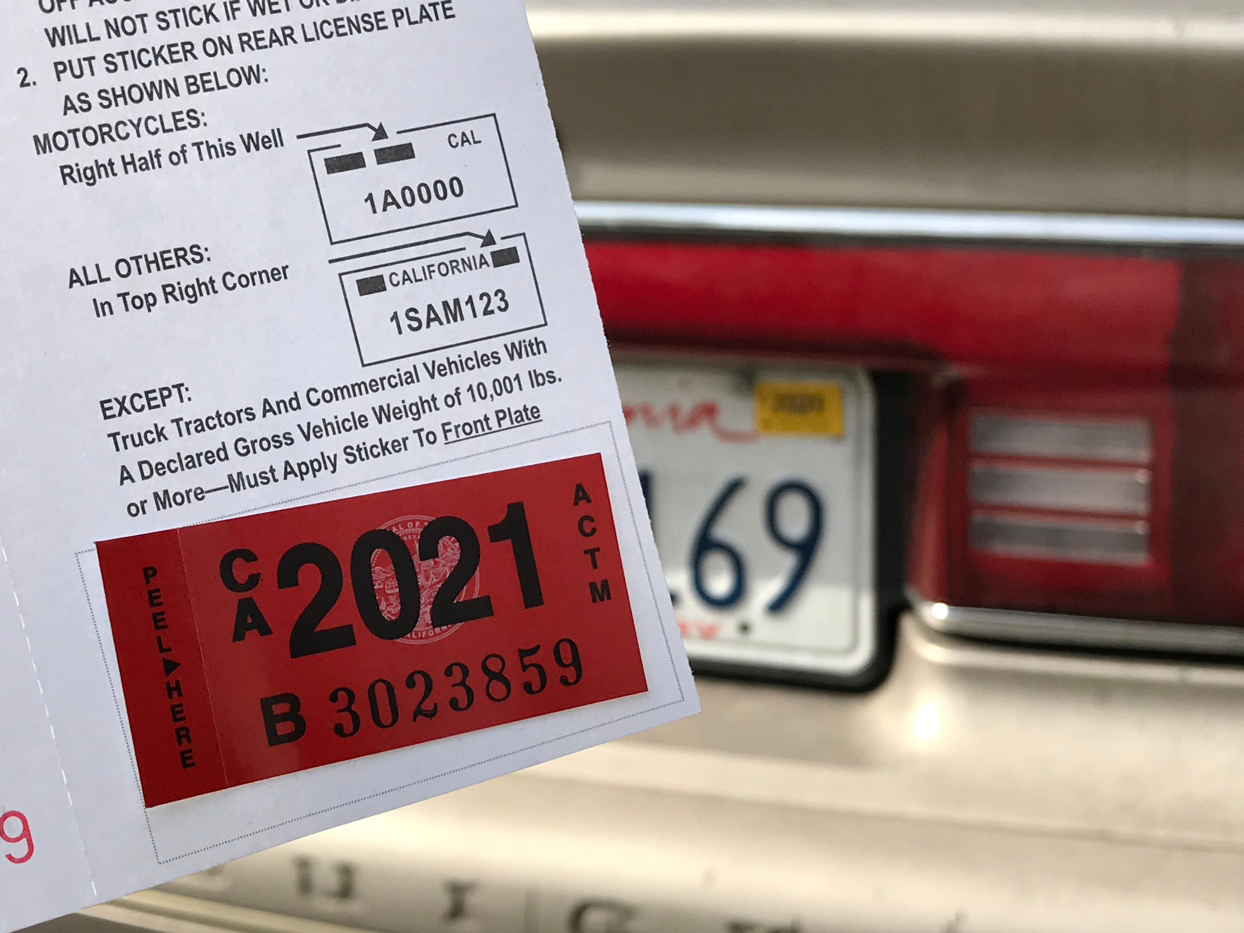 California car registration sticker