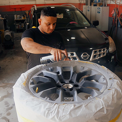 Collision repair wheel work