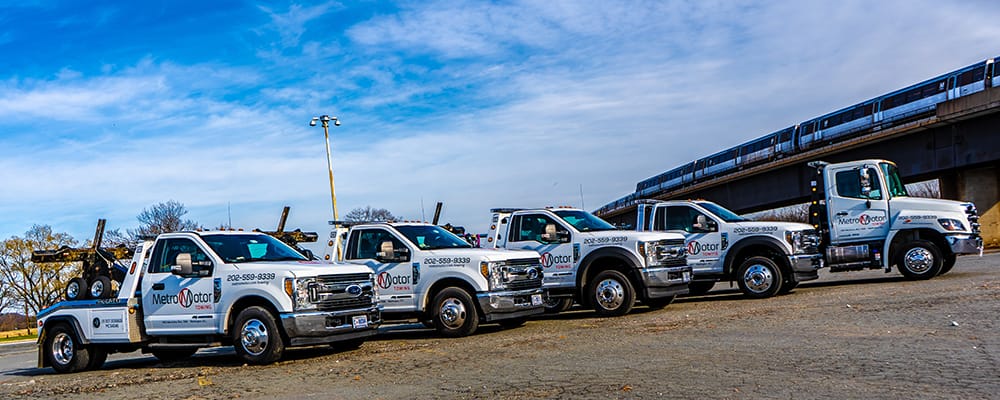 Tow Trucks Parked Next to the Metro in Northern Virginia