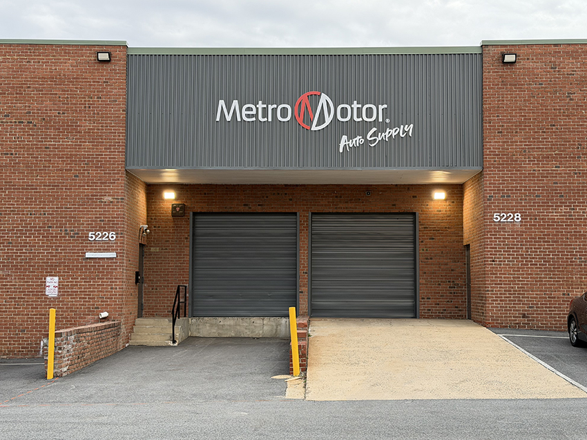 Front of the Metro Motor Auto Supply warehouse in Alexandria, Virginia