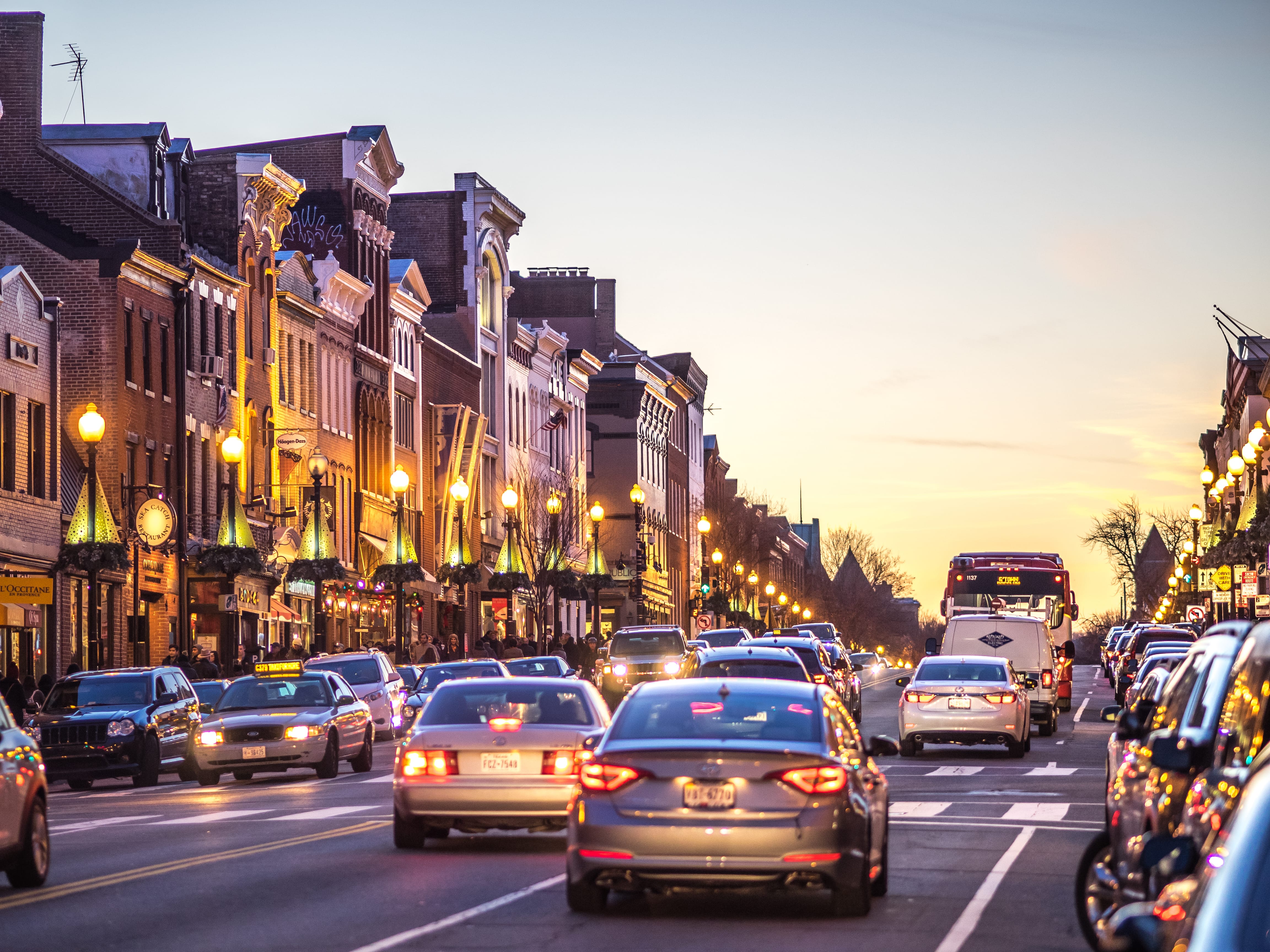 Georgetown street at dusk