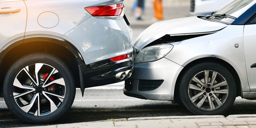 Two vehicles involved in a road collision