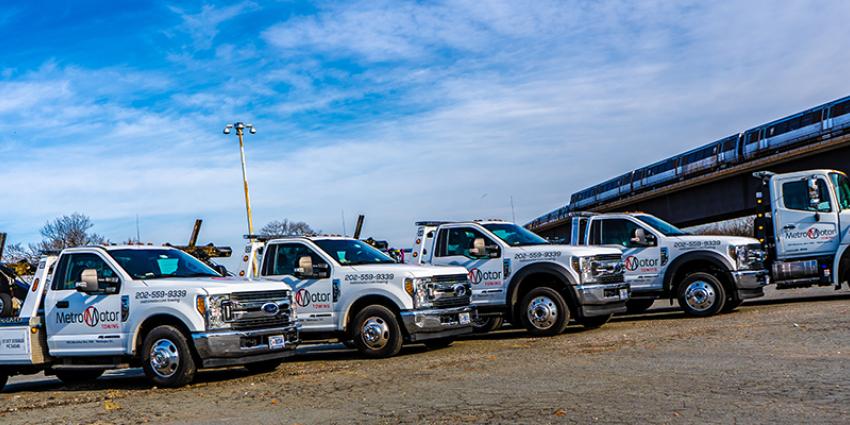 Tow Trucks Parked Next to the Metro in Northern Virginia