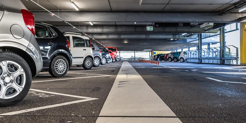 View of a full parking garage