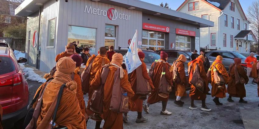 Walk for Peace monks visit Metro Motor in Clarendon